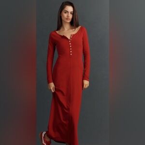 L*Space X Anthropologie Long Sleeve Red Maxi Dress Size Small NWT